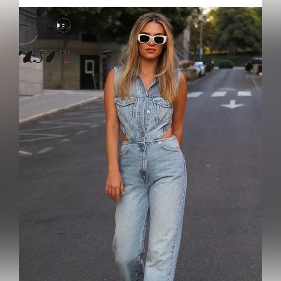 Zara blogger cut out denim jumpsuit - Picture 10 of 10